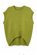 Apple Green Ribbed Knit Sleeveless Vest