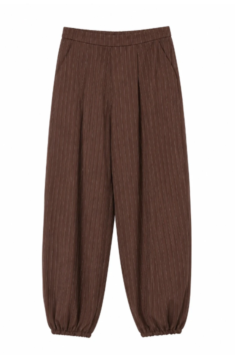 Brown Pinstripe Balloon Pants & Bomber Jacket Co-ord