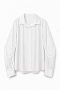 White Crisp Ruched Sleeve Blouse