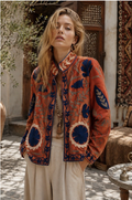 Boho Floral Embroidered Velvet Jacket