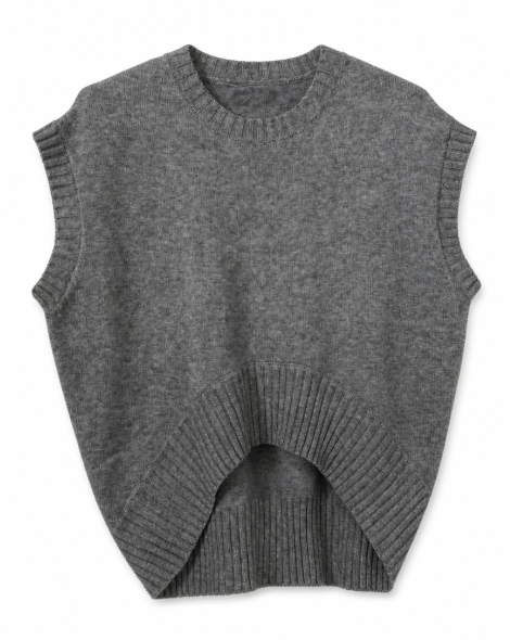 Light Grey Ribbed Knit Sleeveless Vest