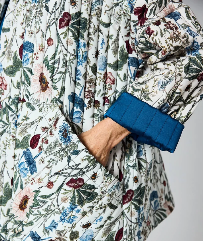 Floral Quilted Jacket with Teal Lining