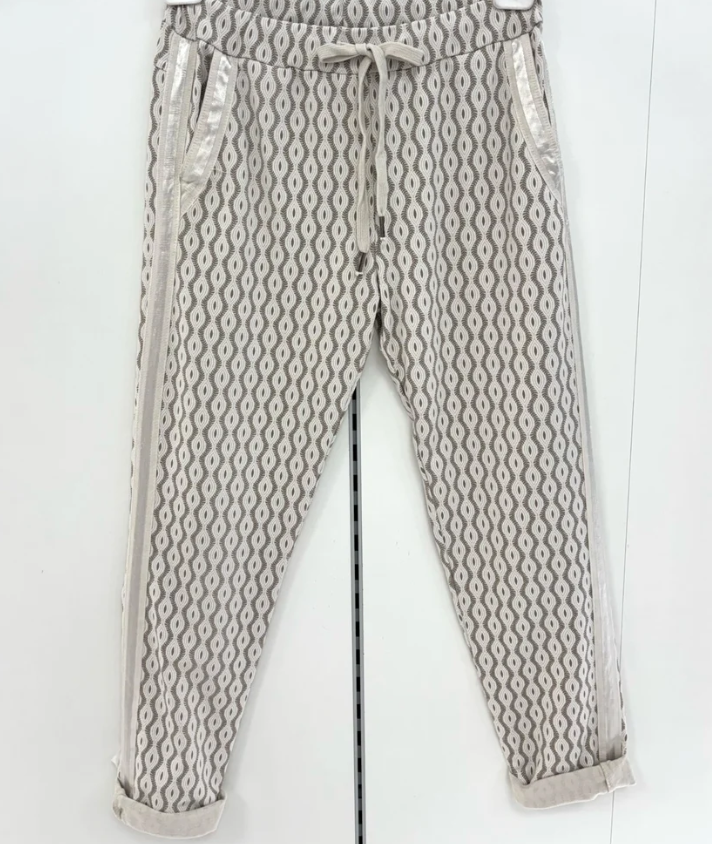Beige Geo Print Joggers