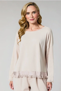 Beige Button Back Top