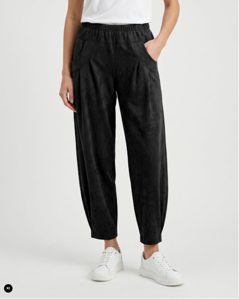 Stehmann Black Vegan Suede O-Shape Trousers