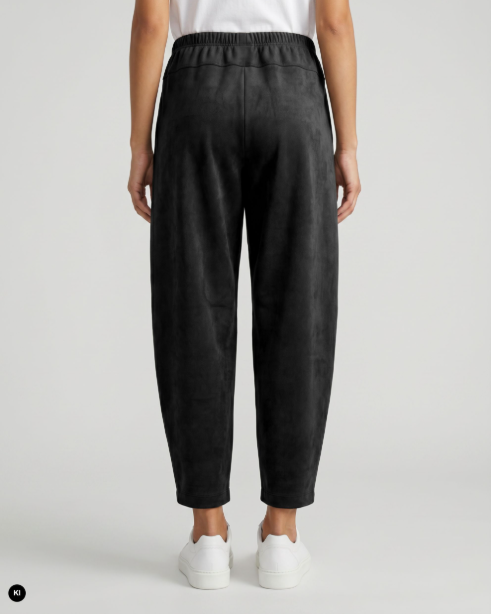 Stehmann Black Vegan Suede O-Shape Trousers
