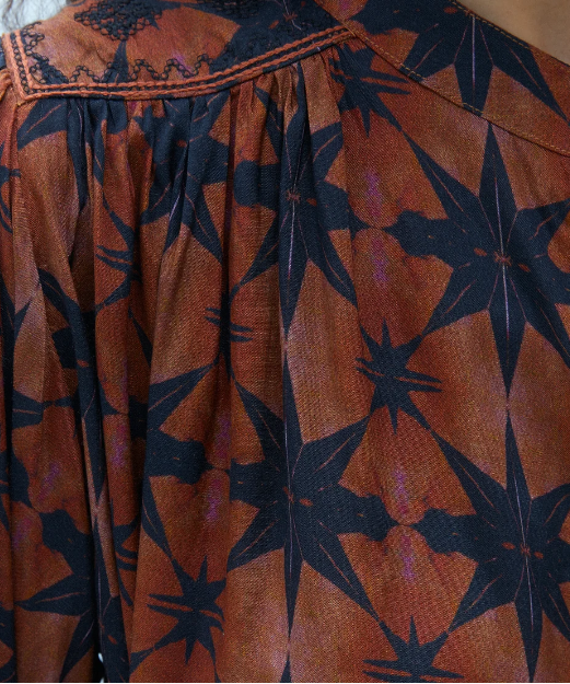 Terracotta Embroidered Viscose Shirt