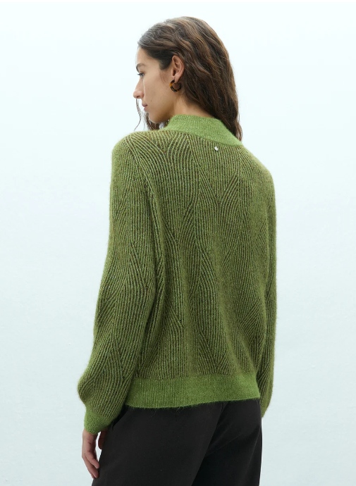 Green & Brown Two-Tone Turtleneck Sweater