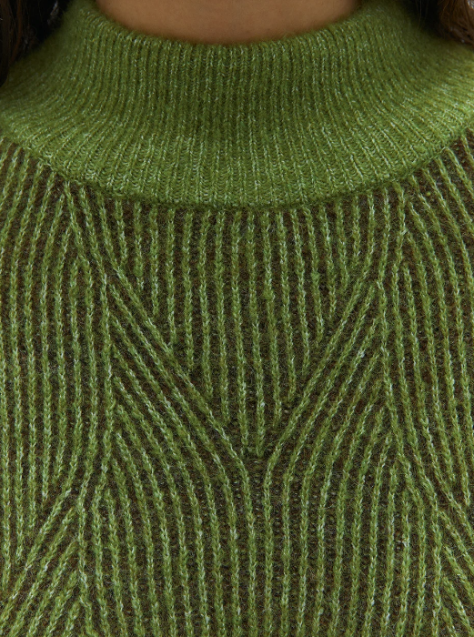 Green & Brown Two-Tone Turtleneck Sweater