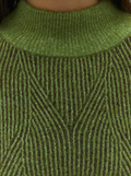 Green & Brown Two-Tone Turtleneck Sweater