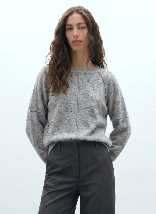 Grey & Blue Heathered Raglan Sweater