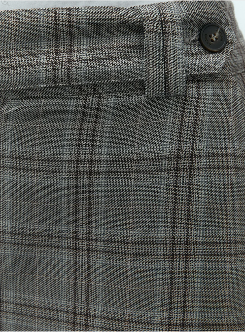 Taupe & Grey Plaid Straight Leg Ankle Trousers