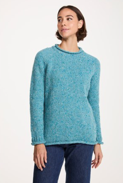 Ocean blue Ladies Roll Neck Aran 124.00