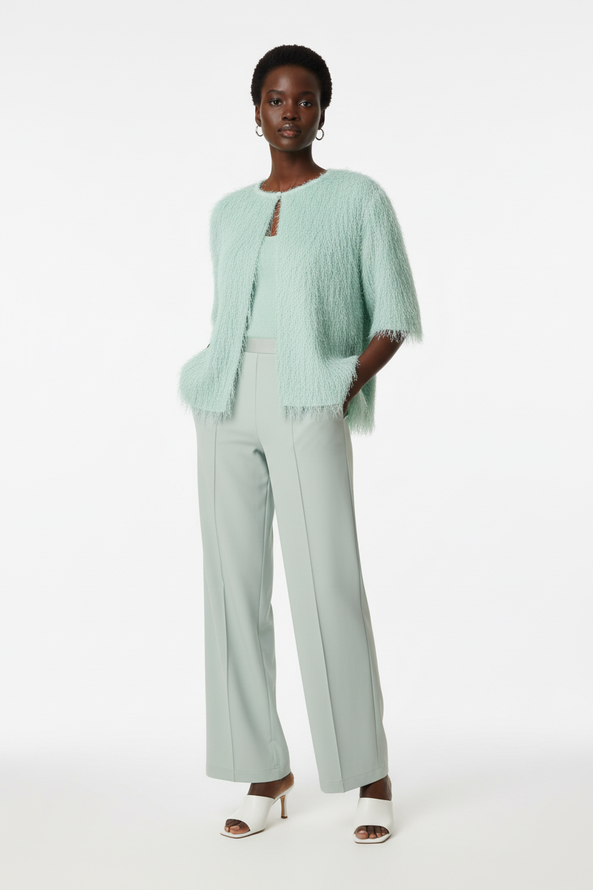 Wide Fit Mint Green Pull Up Pants