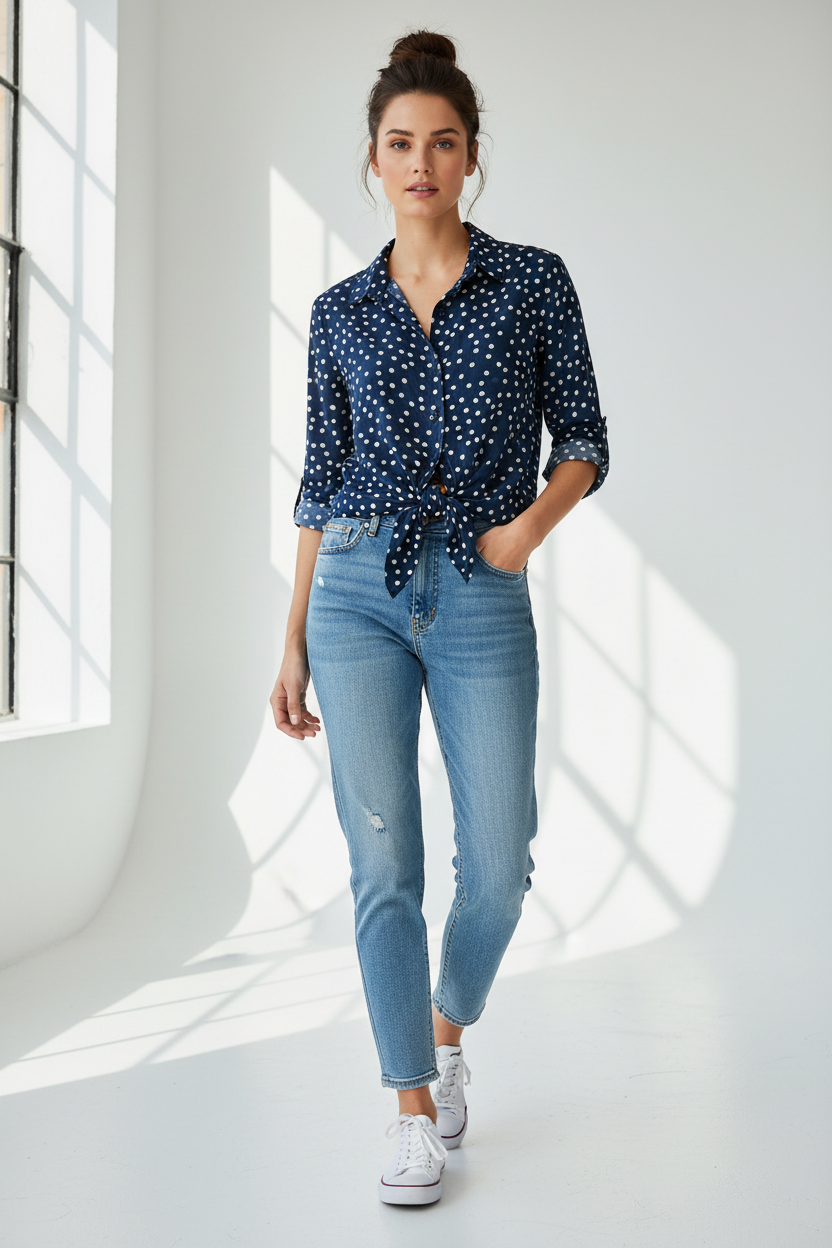 Tencel polka dot shirt