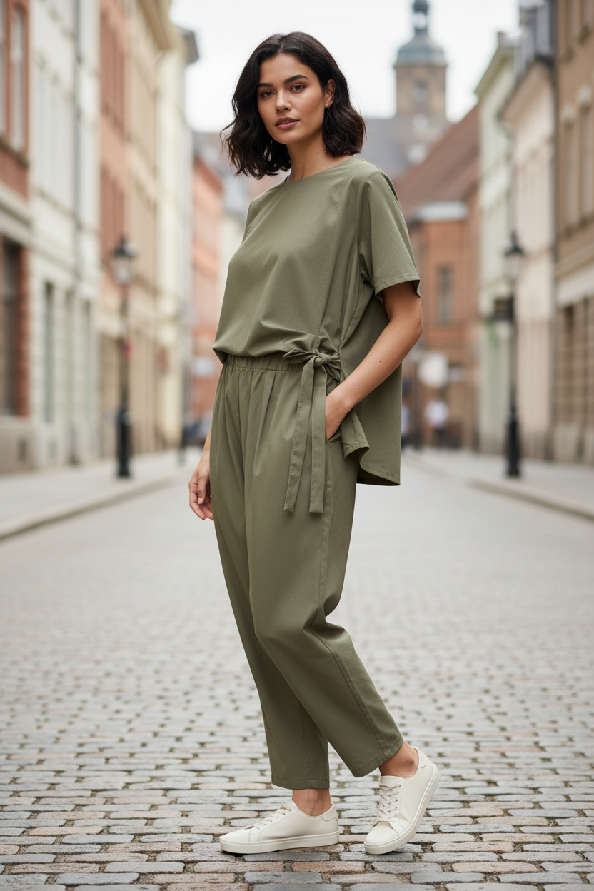Sage Co-ord Set Three-Quarter Angle